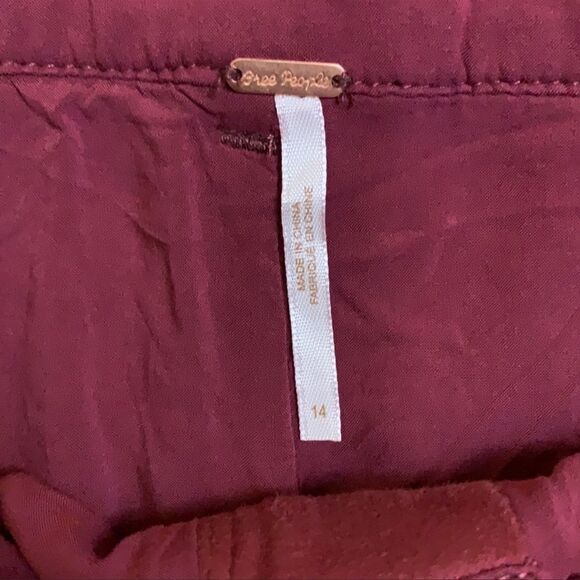 Free People Nightfall Vegan Suede Paper Bag Crop Pants Queen Pomegranate Sz 14 - Picture 12 of 14